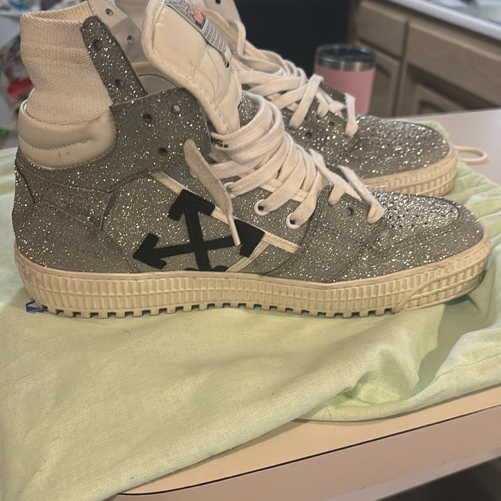 Off-White Glitter High-Top Sneakers
